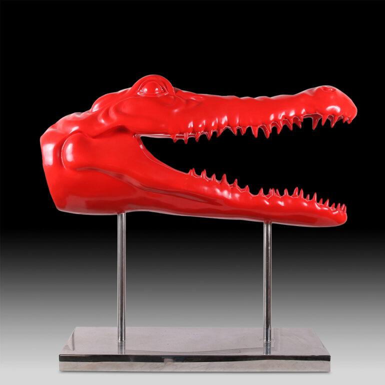 Grande sculpture française en forme de crocodile par François Rambaud.