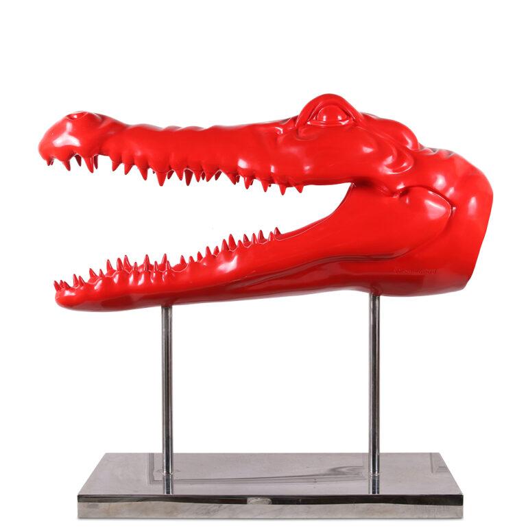 Resin Large French Crocodile Sculpture By: Rambaud For Sale