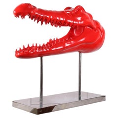 Grande sculpture française en crocodile par Rambaud