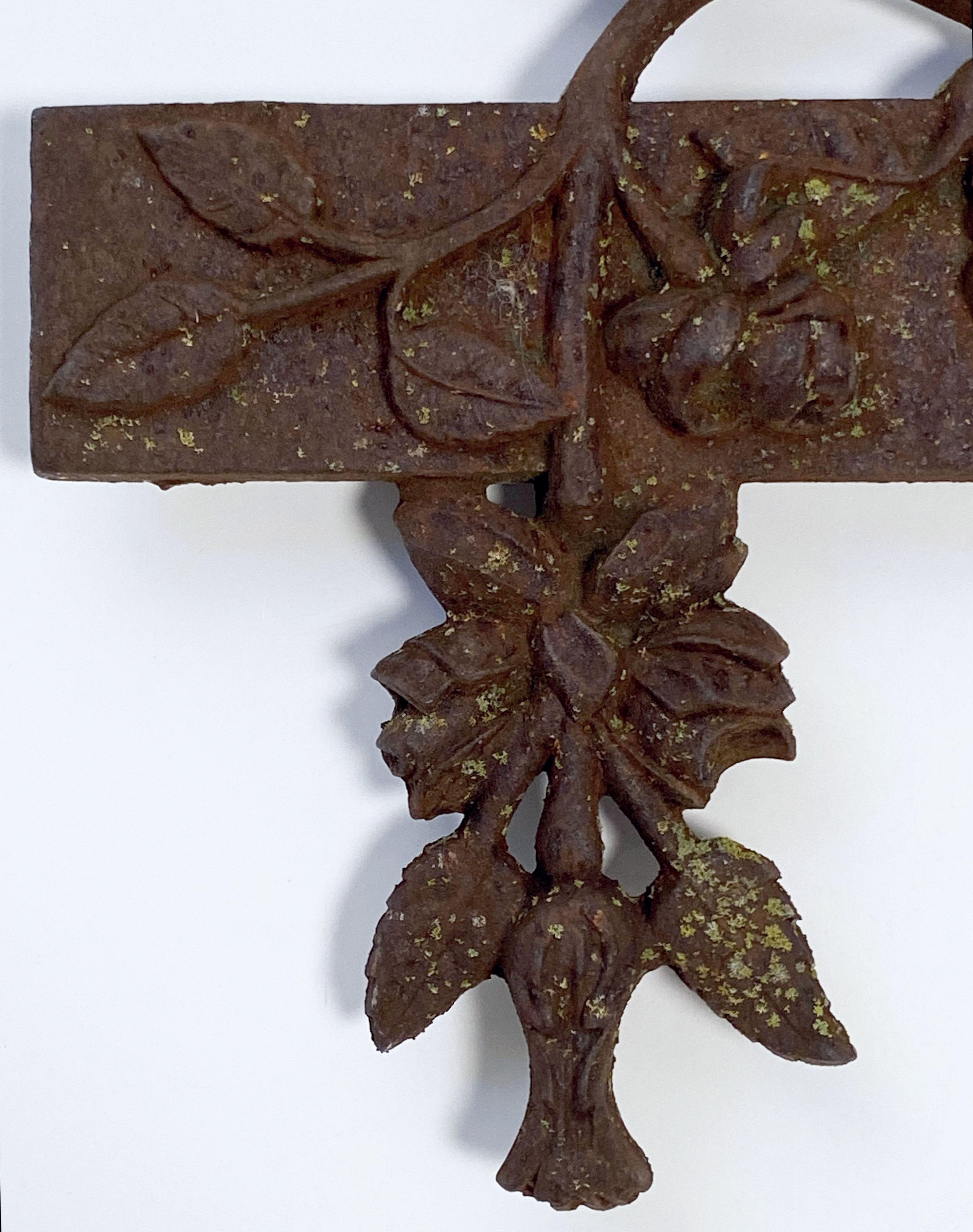 Large French Cross of Cast Iron with Floral Vine Pattern 14