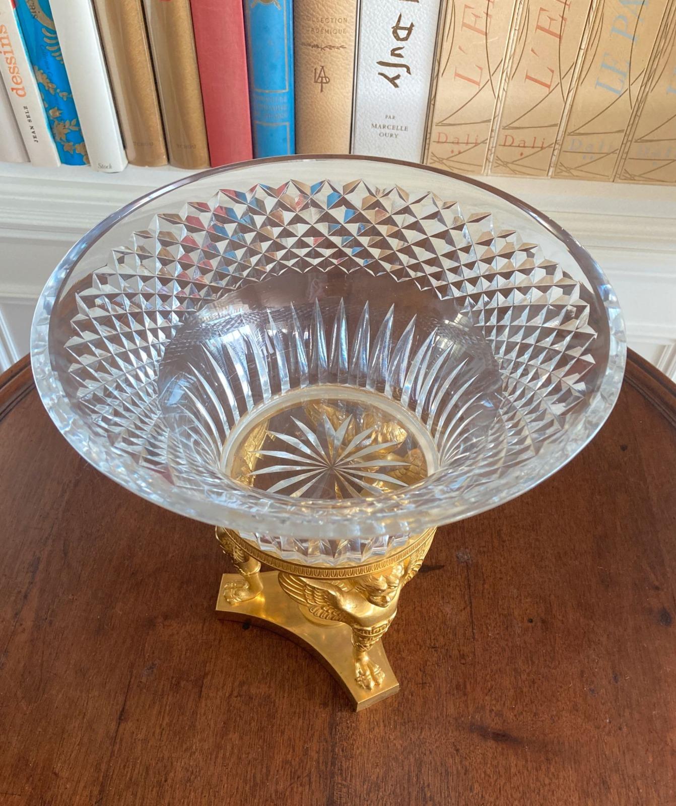 Bronze Grand panier en cristal français Napoléon III fin 19ème siècle en vente