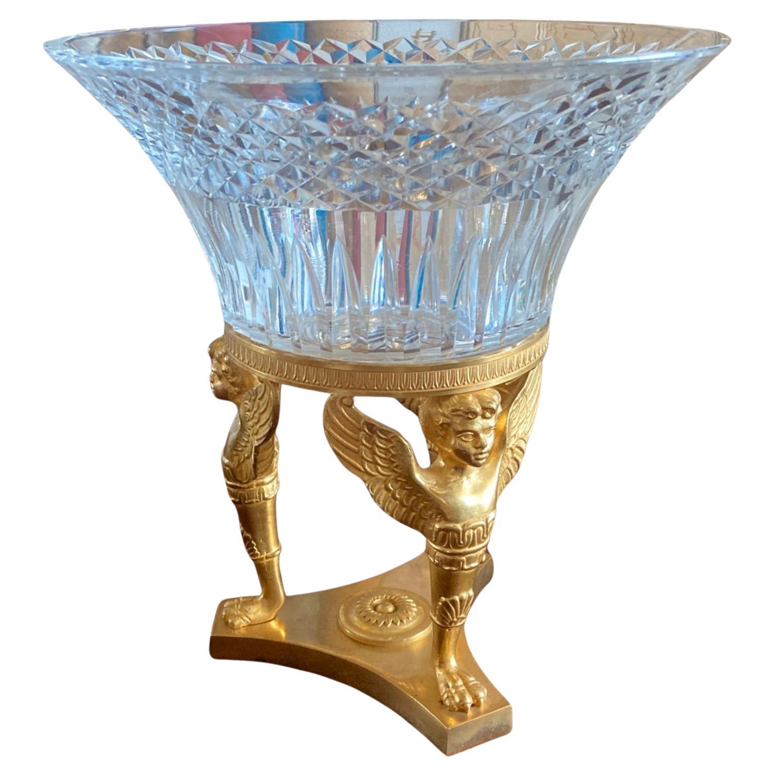 Large French Crystal Basket Napoleon III end 19th Century For Sale