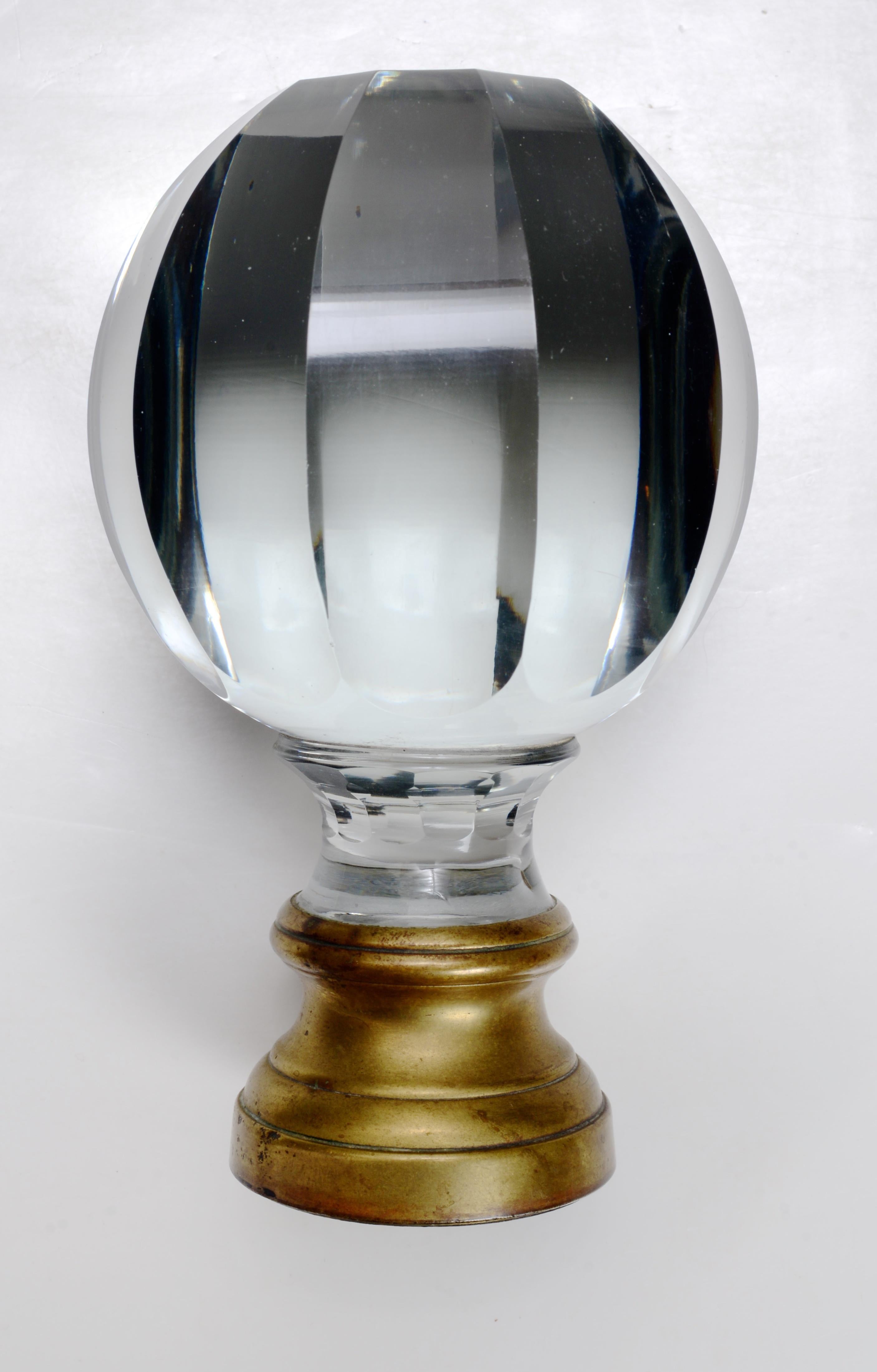 Large French Crystal, Boule d'Escalier Newel Post Finial, Late 19th c. With paneled sides mounted on original brass or bronze base.
Trent Antiques has been a respected name in antiques for over 30 years with a large collection of period furniture,