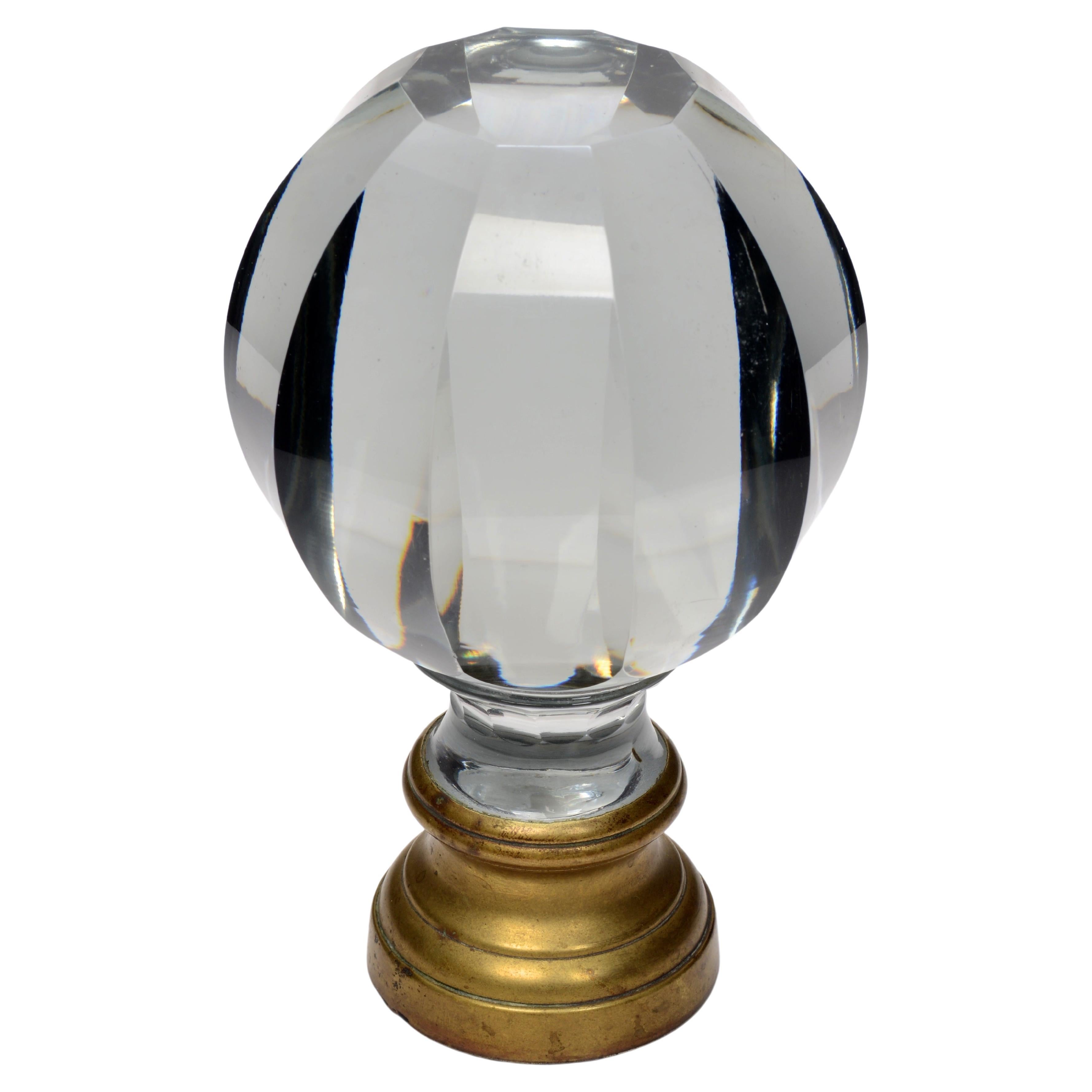 Large French Crystal, Boule d'Escalier Newel Post Finial, Late 19th c