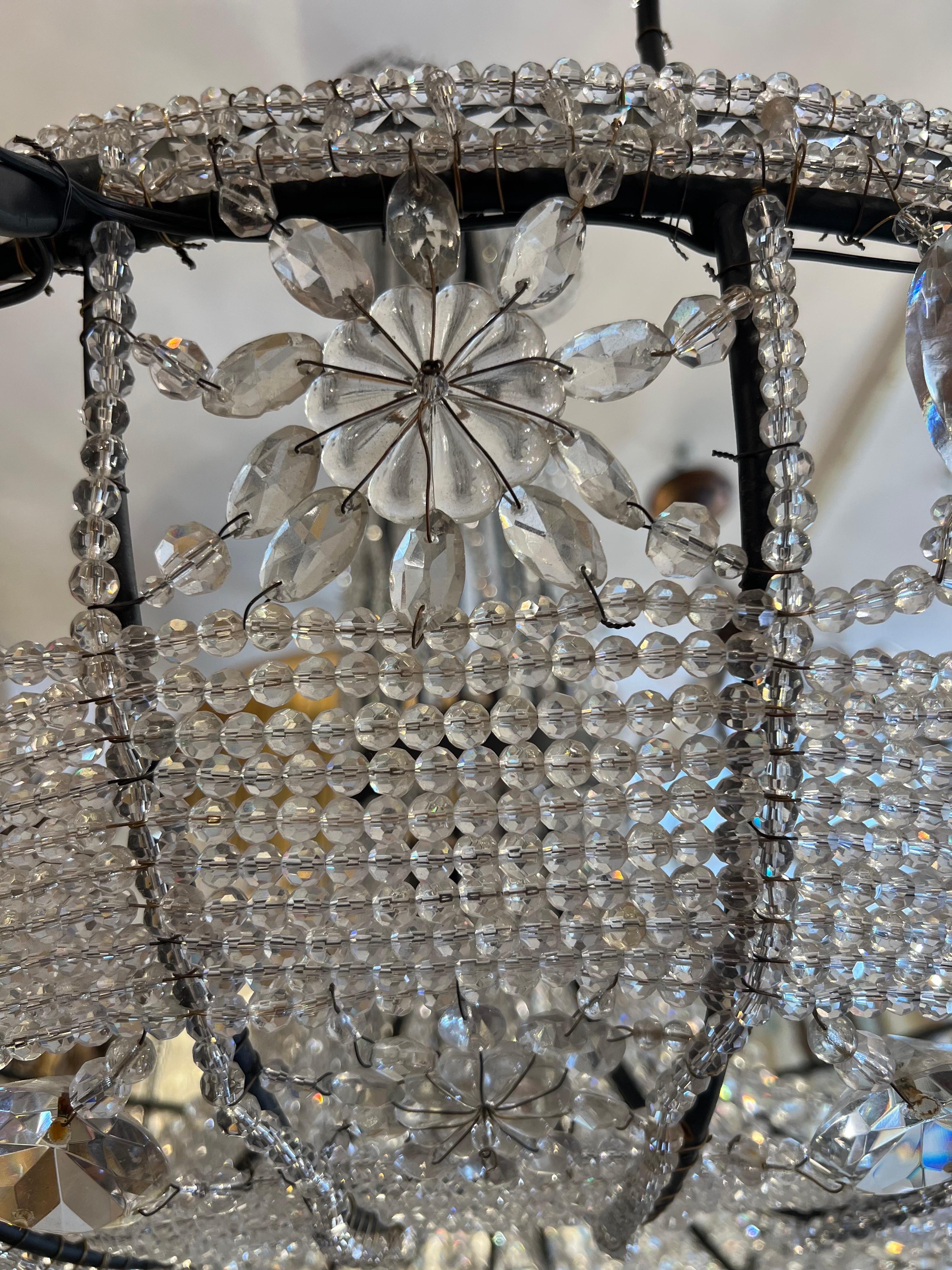 Large French Crystal Chandelier In Good Condition For Sale In New York, NY