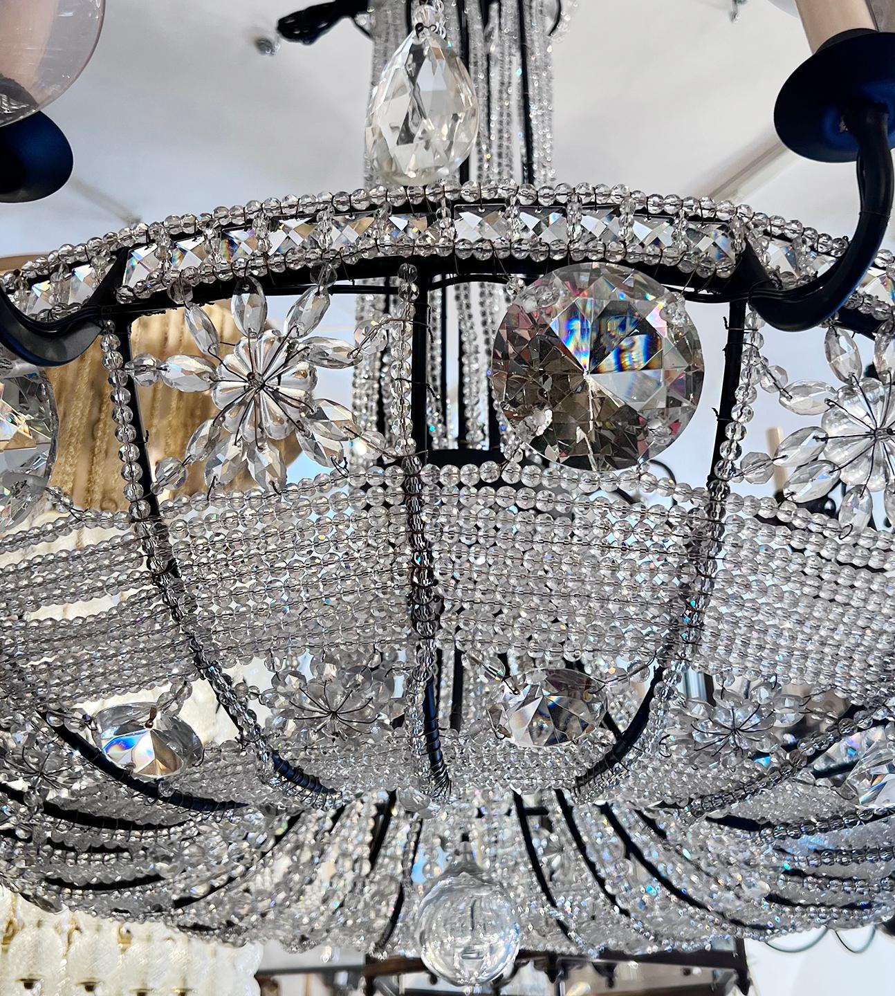 Mid-20th Century Large French Crystal Chandelier For Sale