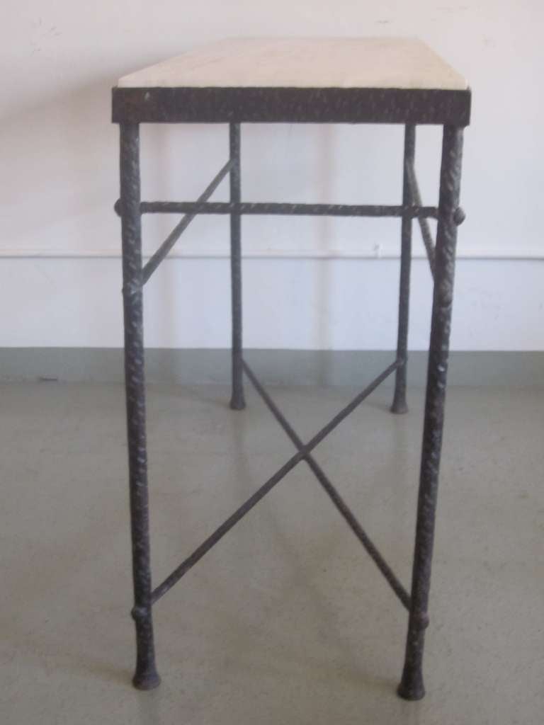 Mid-Century Modern Large French Custom Hammered Iron Console, Manner of Giacometti For Sale