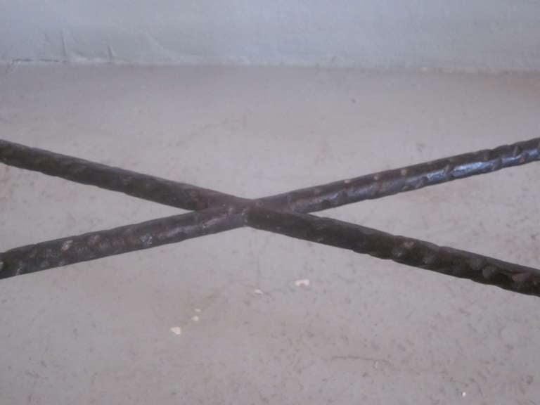 Contemporary Large French Custom Hammered Iron Console, Manner of Giacometti For Sale