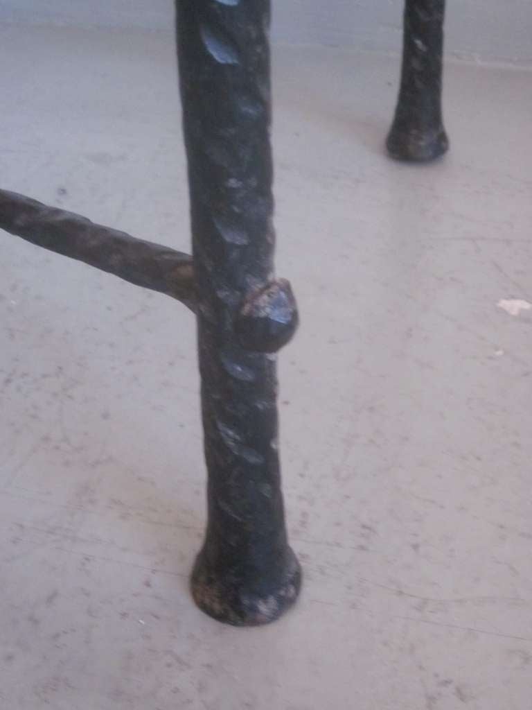 Large French Custom Hammered Iron Console, Manner of Giacometti For Sale 1