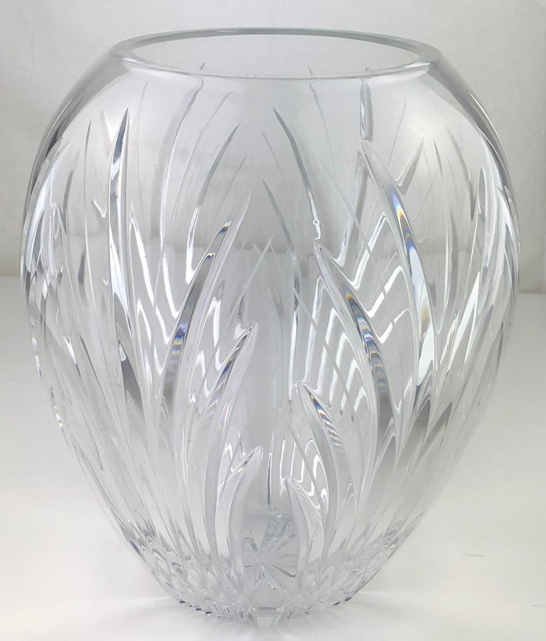 Large French Hand Cut Crystal Flower Vase Manner of Baccarat For Sale at 1stDibs red and white