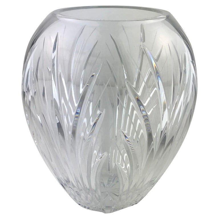 Large French Hand Cut Crystal Flower Vase Manner of Baccarat For Sale at 1stDibs red and white