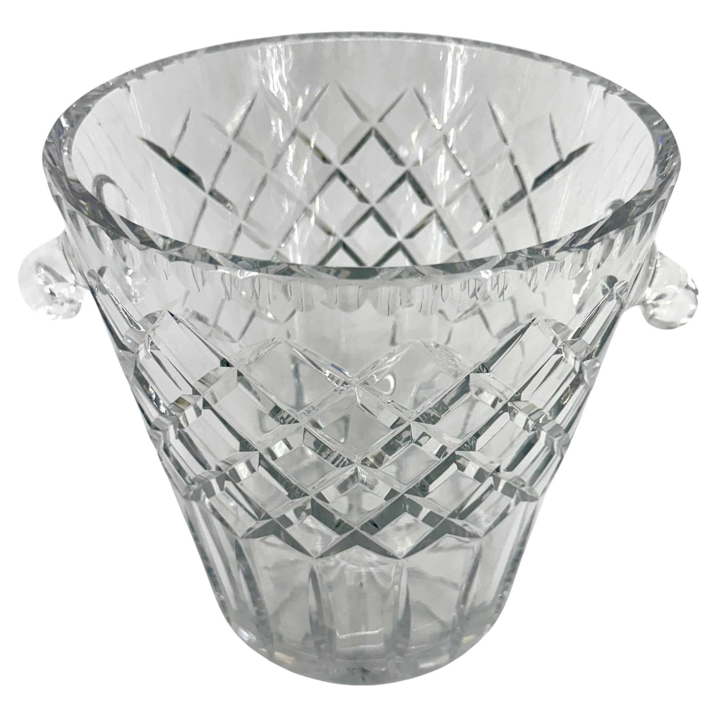 Art Deco Large French Cut Crystal Ice Champagne Bucket For Sale