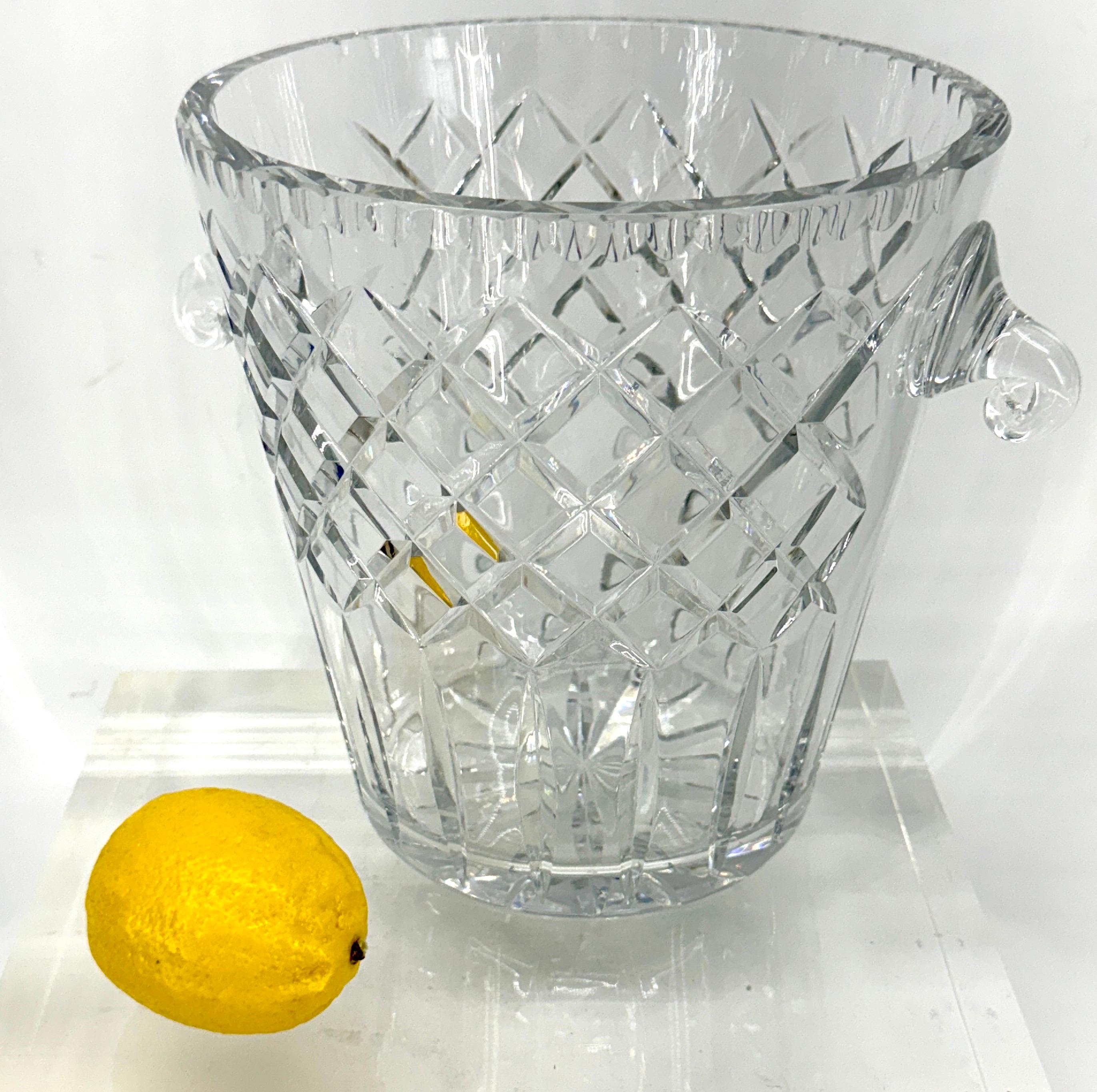 Hand-Crafted Large French Cut Crystal Ice Champagne Bucket For Sale