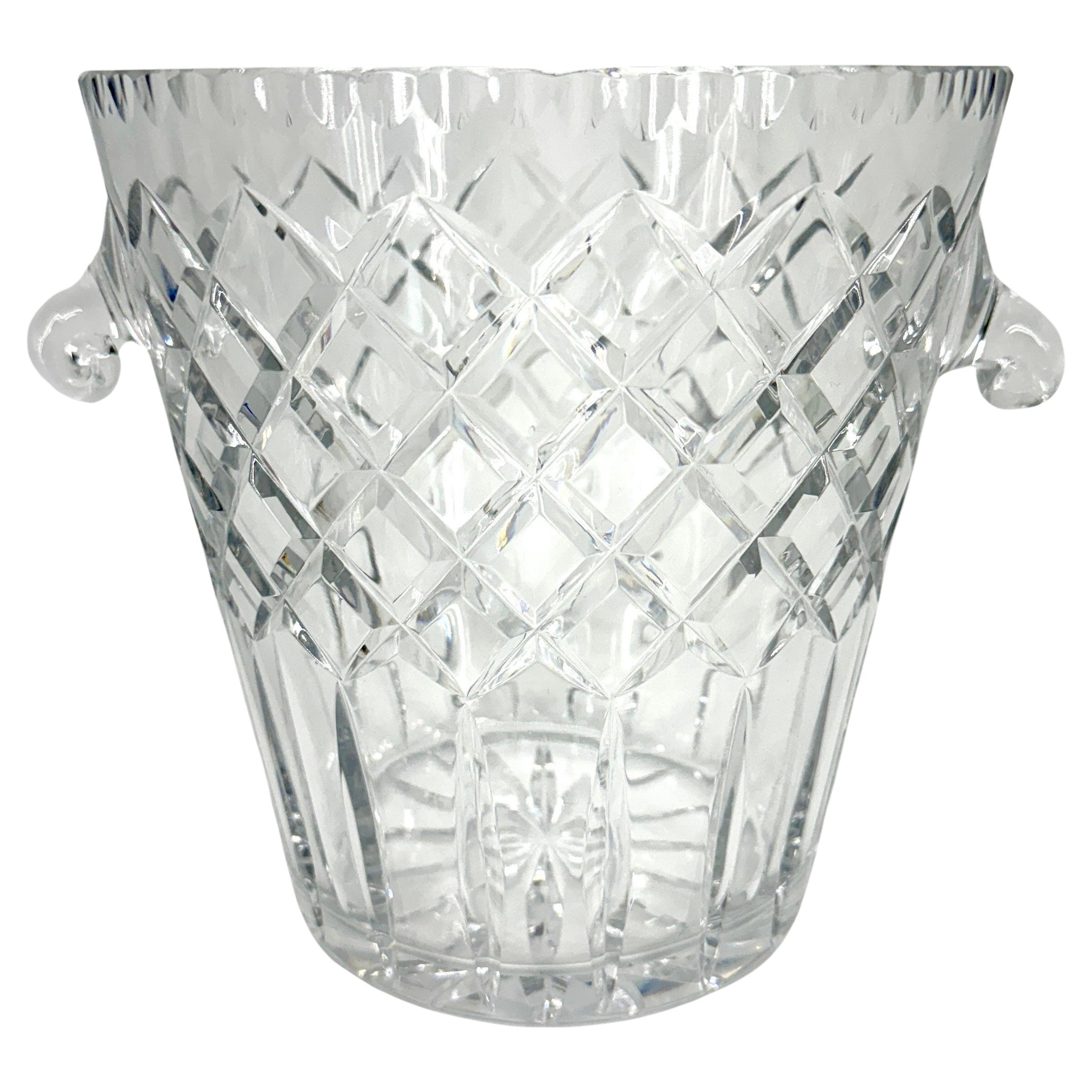 Large French Cut Crystal Ice Champagne Bucket For Sale