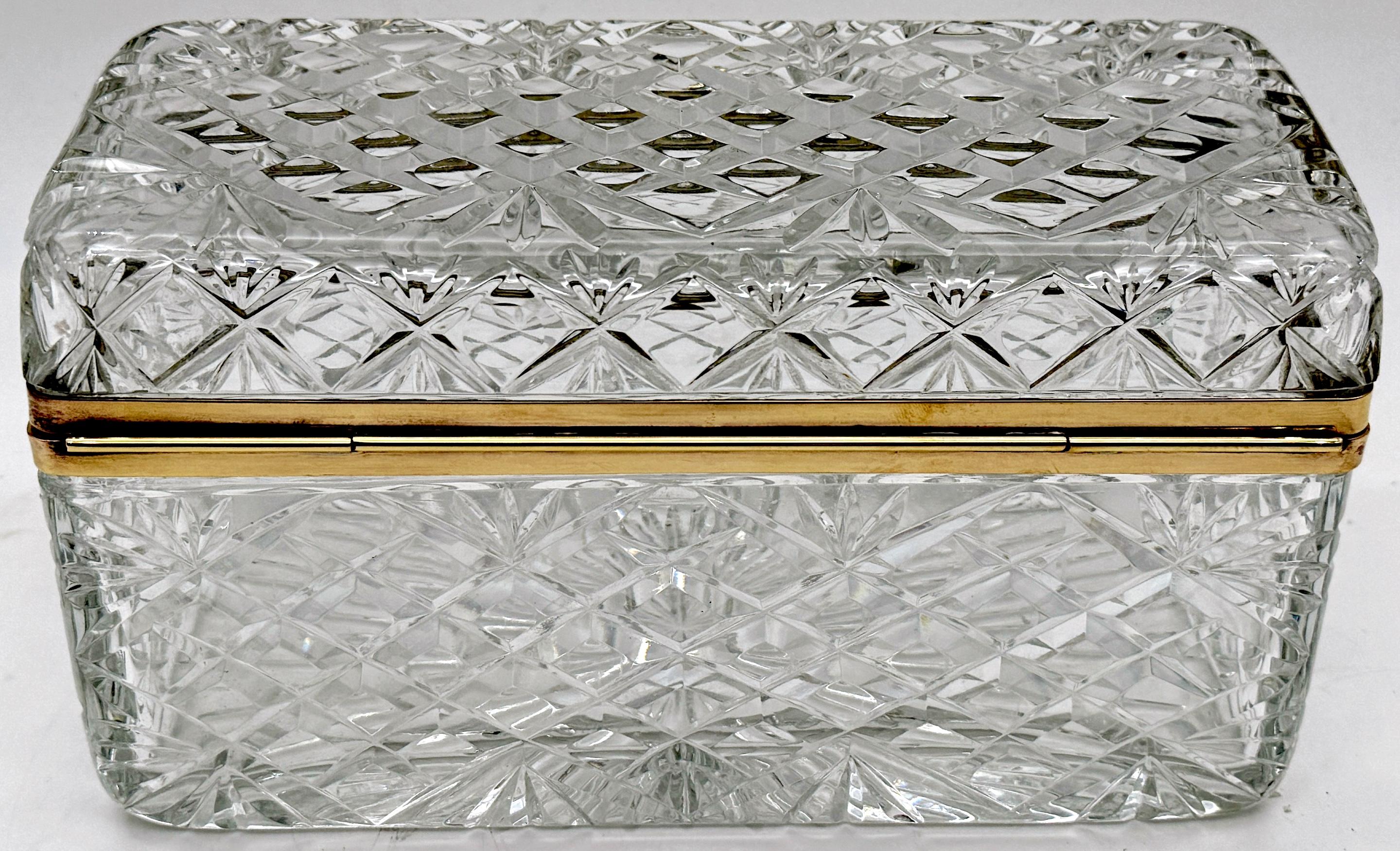 20th Century Large French Cut Crystal Rectangular Table Box, Attributed to Baccarat For Sale