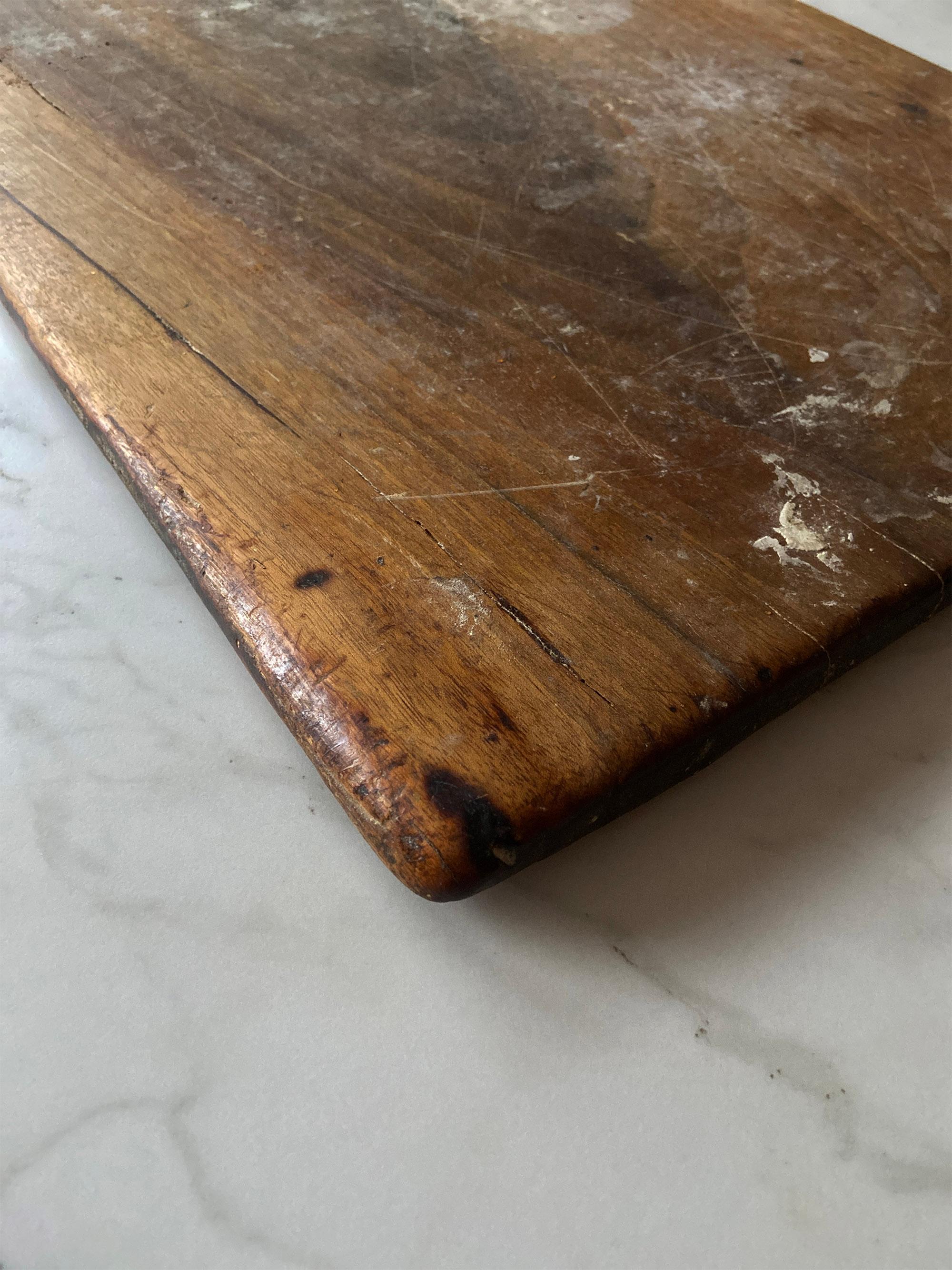 Primitive Large French Dark Wooden Serving Board, Cutting Board