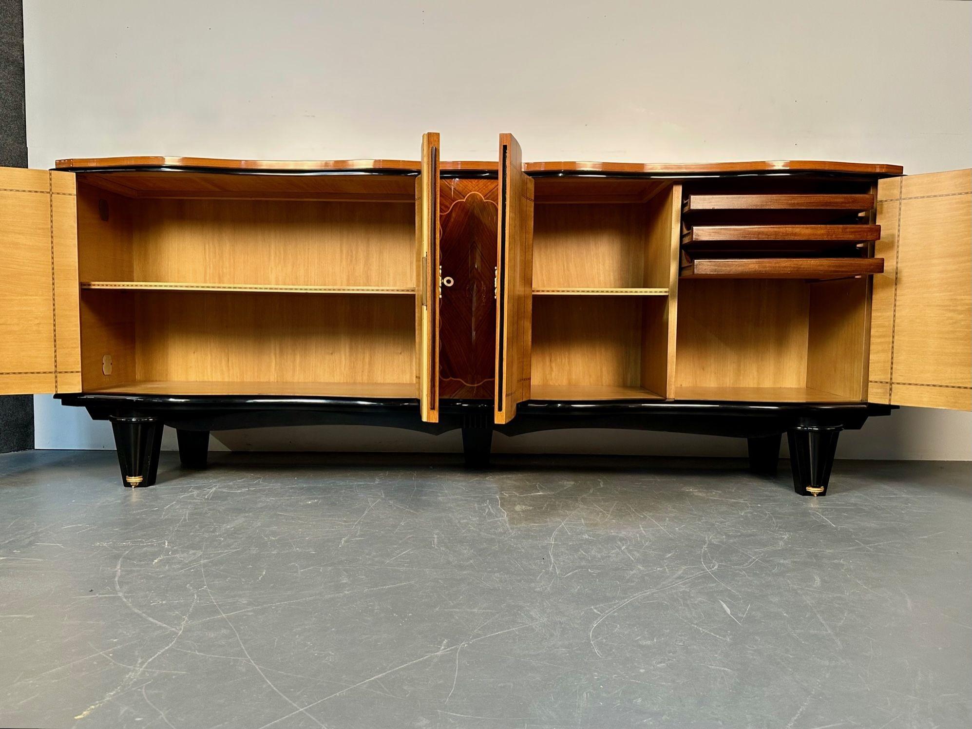 Large French Deco Marquetry Sideboard, Buffet, Rosewood, Walnut, Marquetry For Sale 8