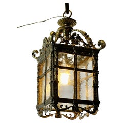 Antique Large French Decorated Gothic Hall Lantern Ceiling Light