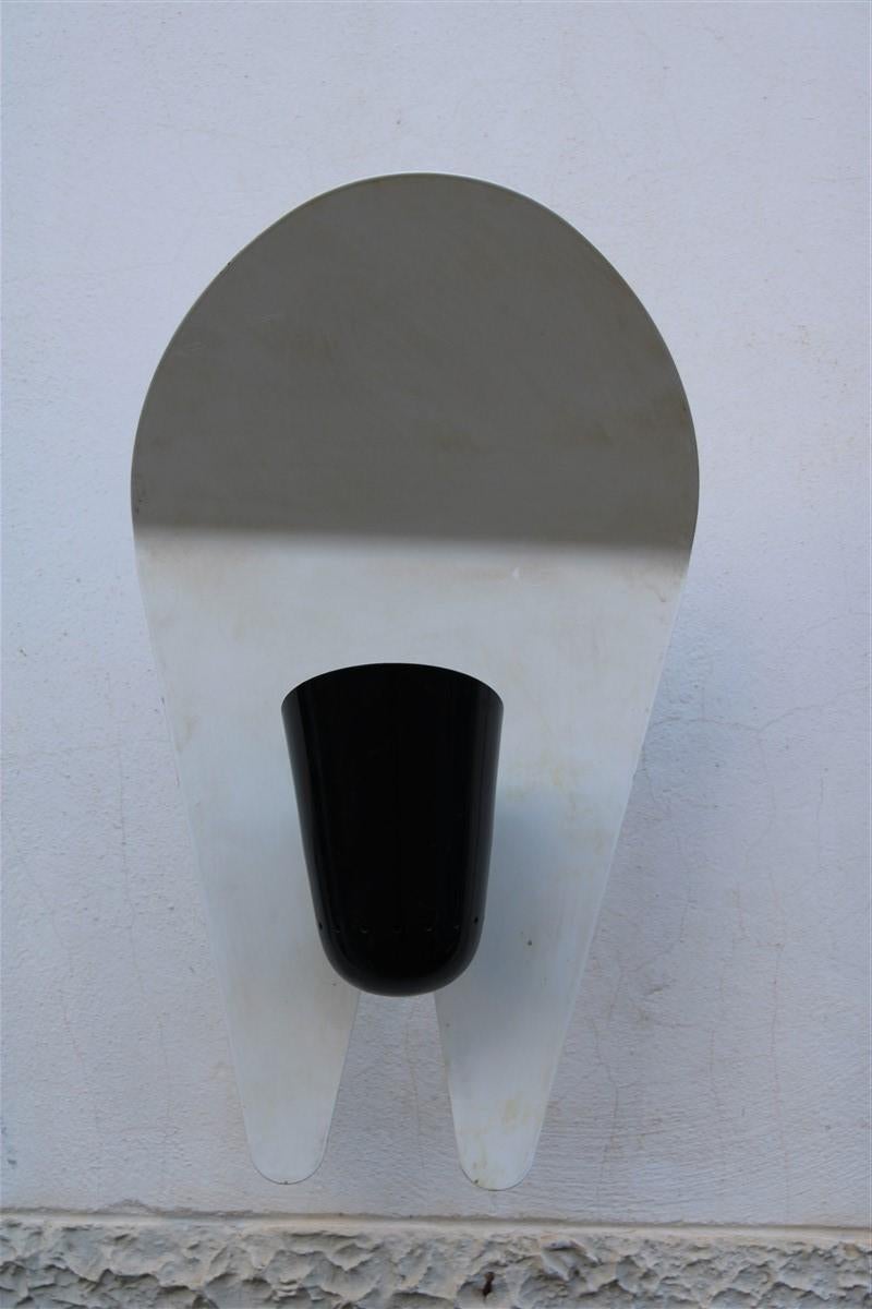 Large French Decorative Sconces in Black and White Enamelled Metal Mid-Century 9