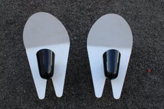 Large French Decorative Sconces in Black and White Enamelled Metal Mid-Century