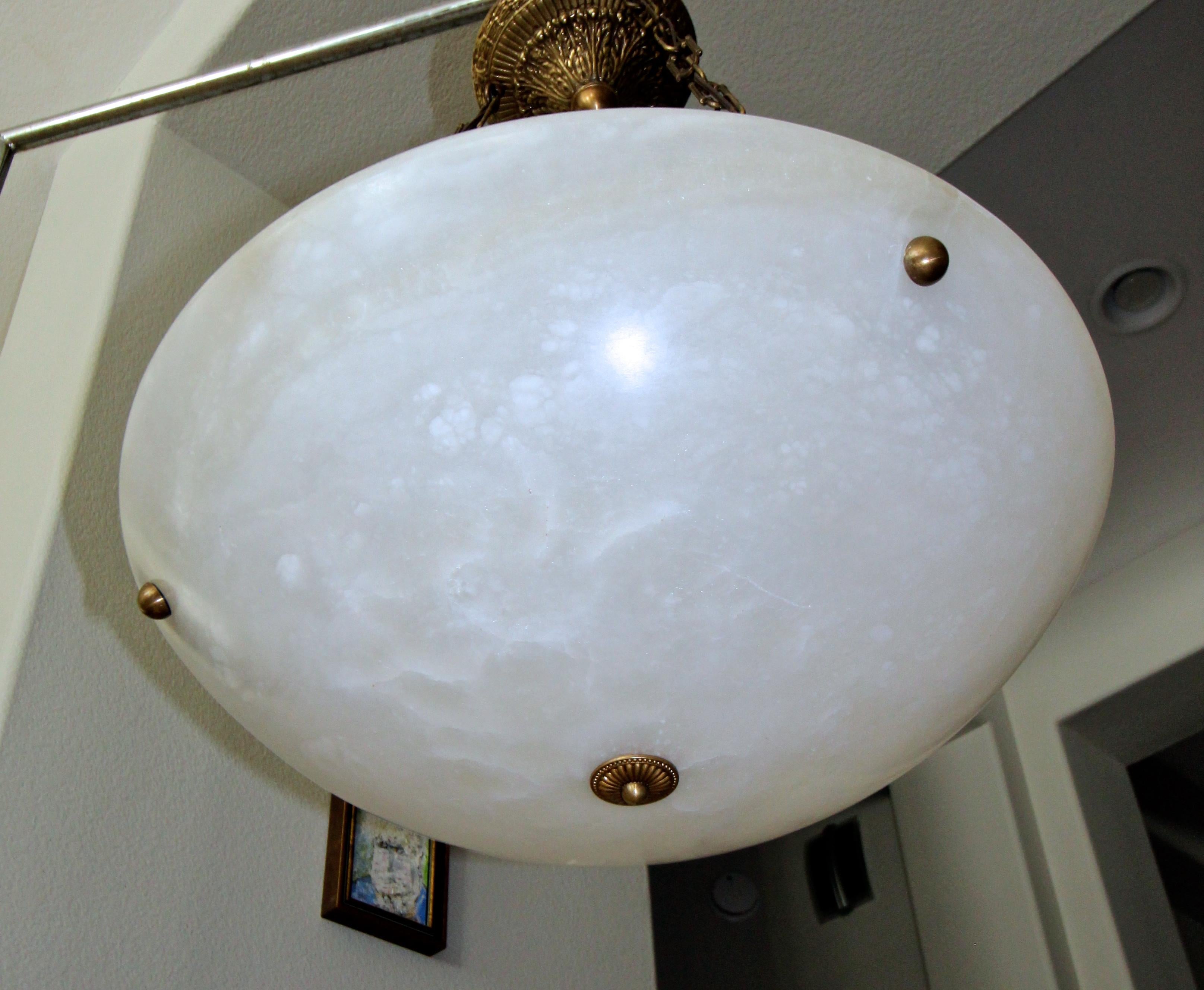 Large French Directoire Style Alabaster Chandelier Pendant Light 4