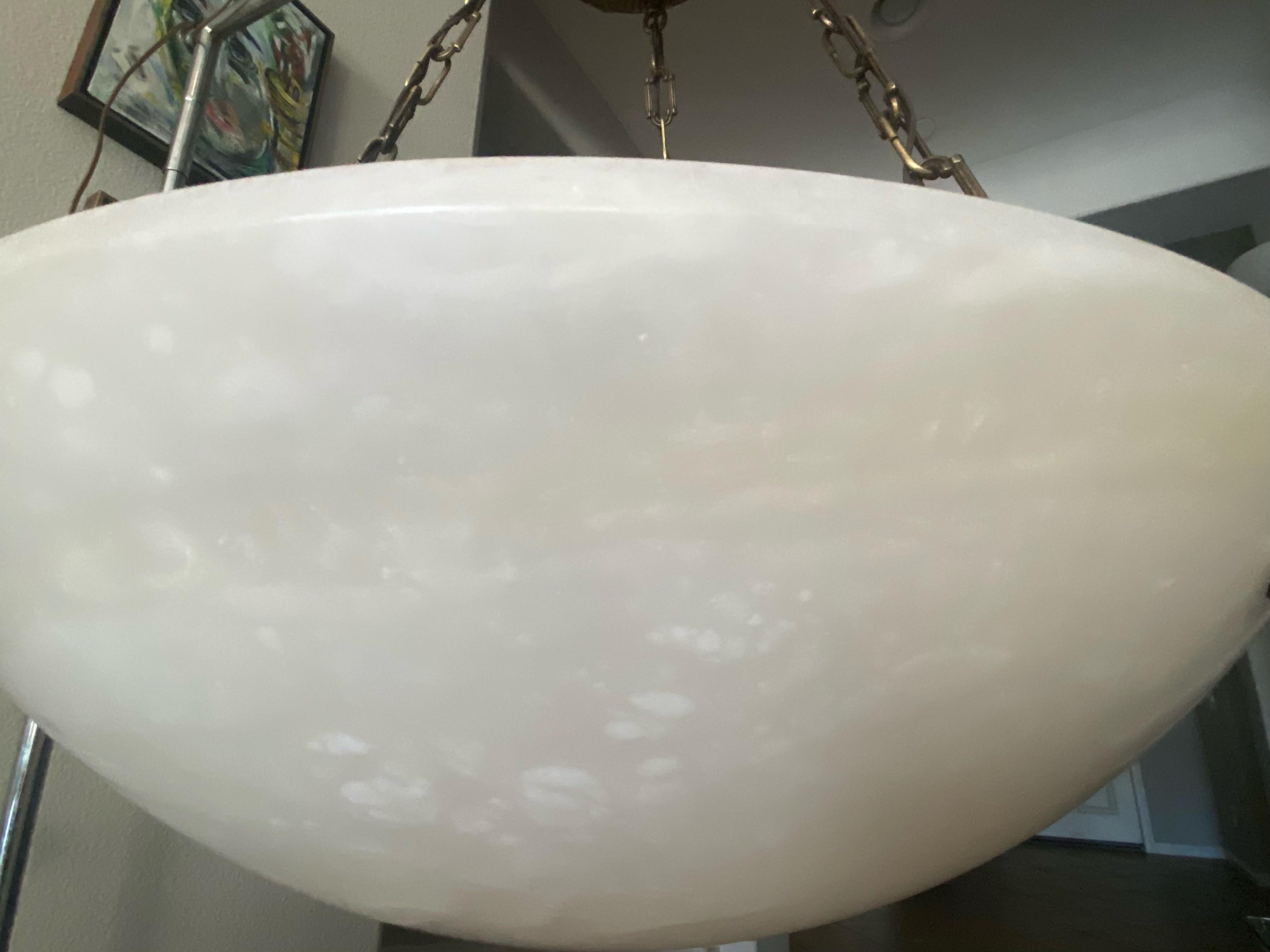 Large French Directoire Style Alabaster Chandelier Pendant Light 9