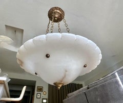Large French Directoire Style Alabaster Chandelier Pendant Light