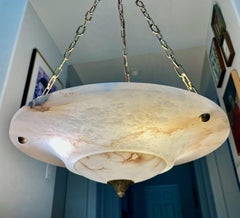 Large French Directoire Style Alabaster Chandelier Pendant Light