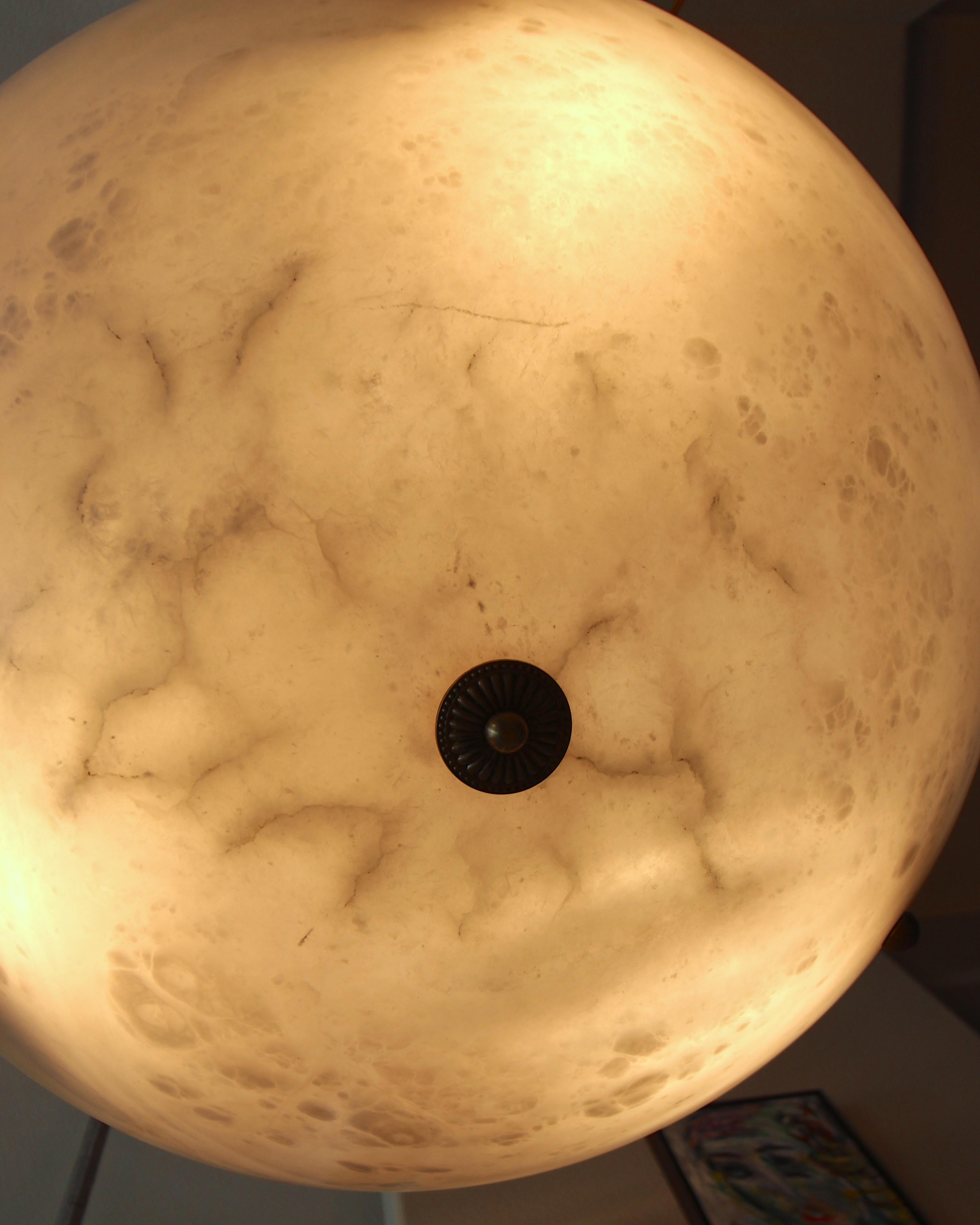 Mid-20th Century Large French Directoire Style Alabaster Chandelier Pendant Light