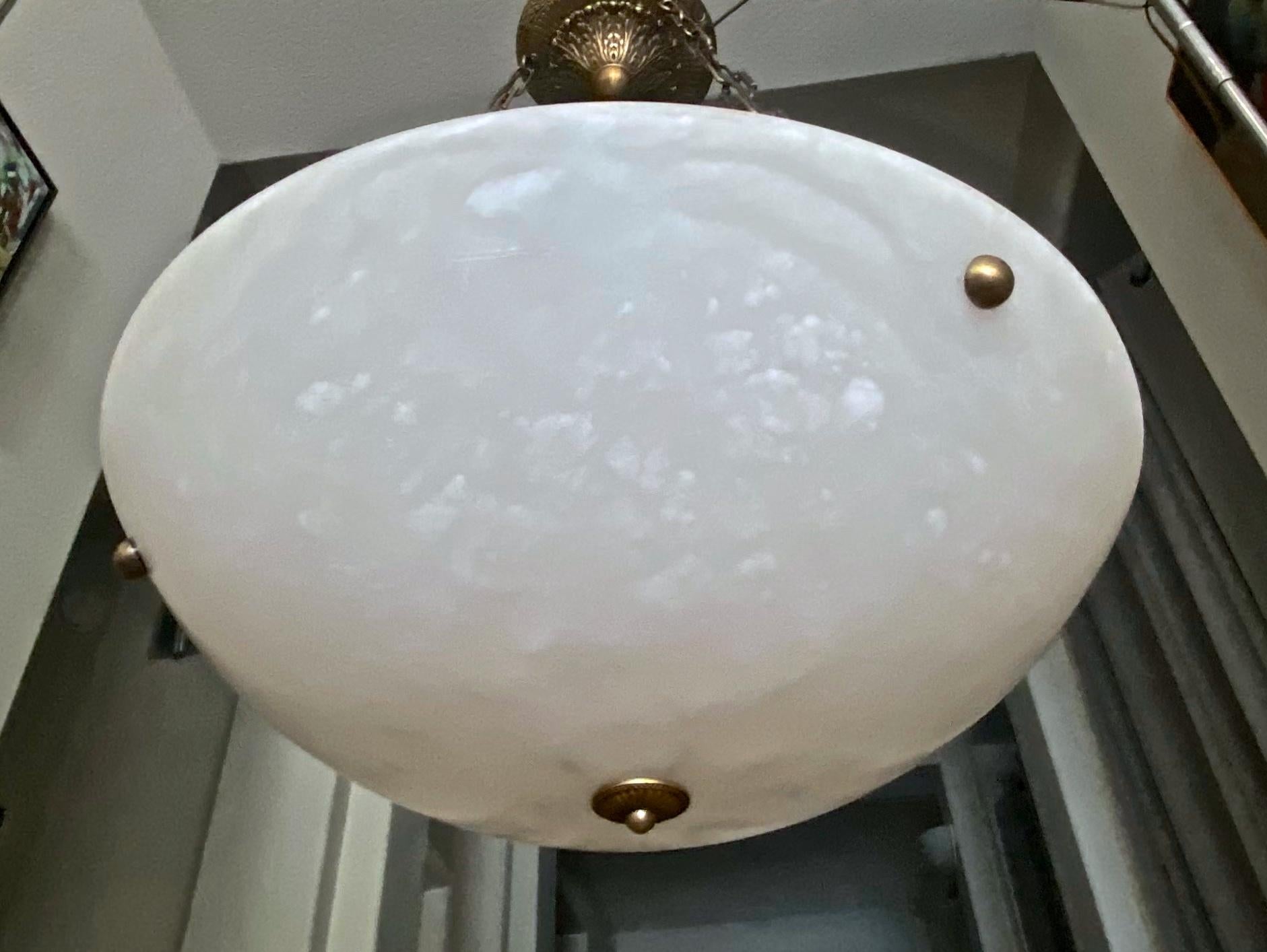 Large French Directoire Style Alabaster Chandelier Pendant Light 1