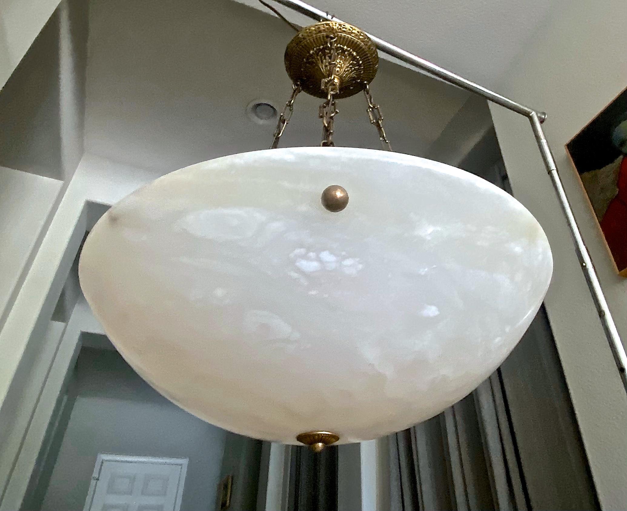 Large French Directoire Style Alabaster Chandelier Pendant Light 2
