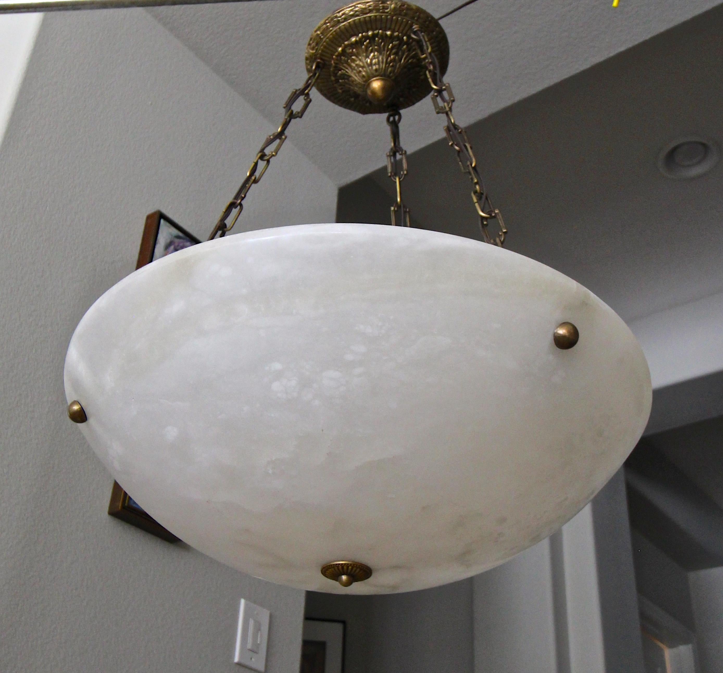 Large French Directoire Style Alabaster Chandelier Pendant Light 3