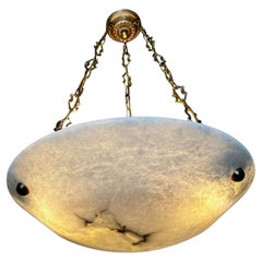 Large French Directoire Style Alabaster Chandelier Pendant Light