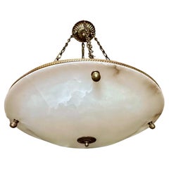 Large French Directoire Style Alabaster Chandelier Pendant Light
