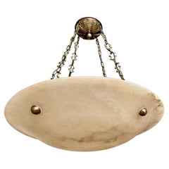 Large French Directoire Style Alabaster Chandelier Pendant Light