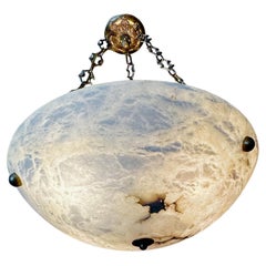 Large French Directoire Style Alabaster Chandelier Pendant Light