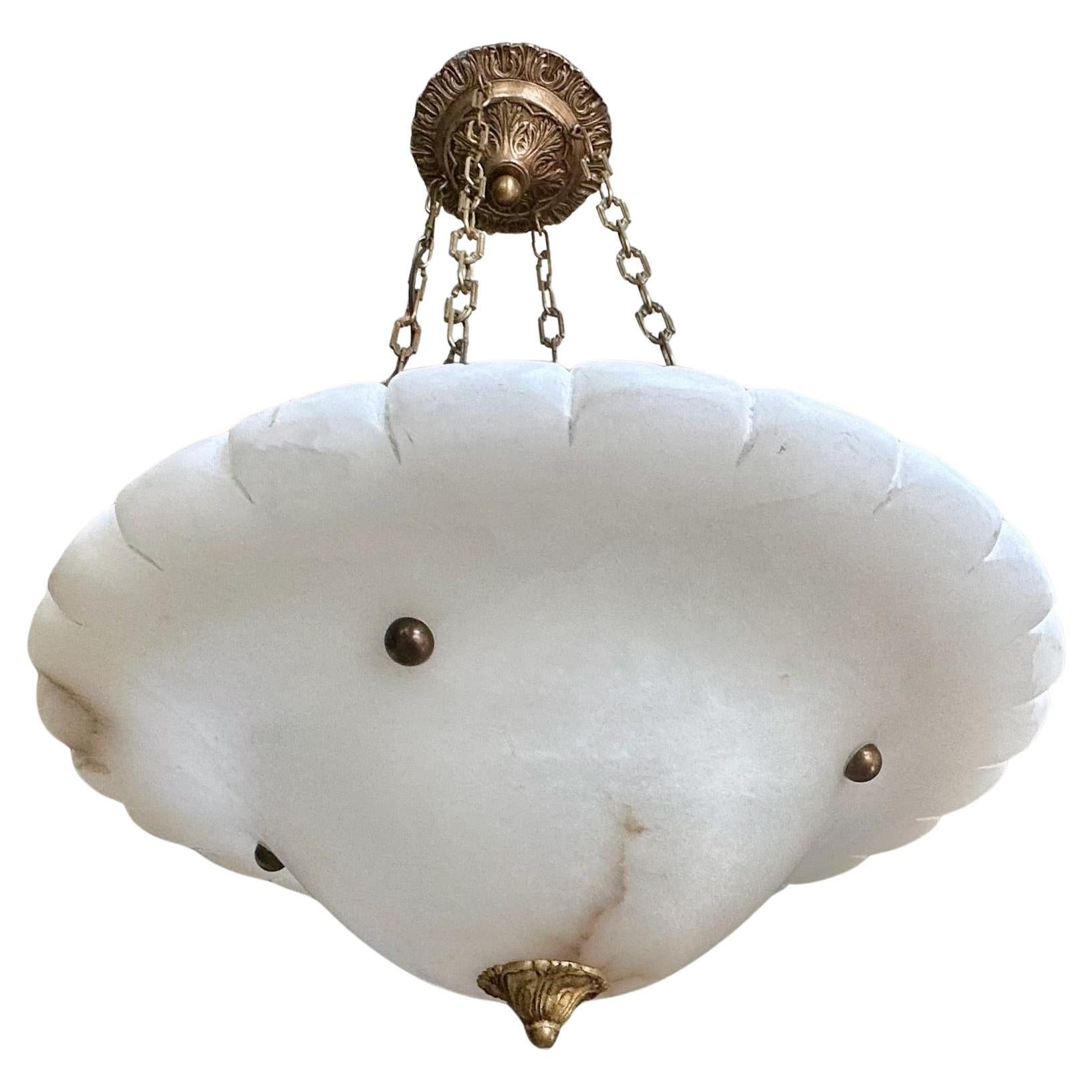 Grande lampadario a sospensione in alabastro in stile Directoire francese