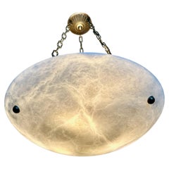 Large French Directoire Style Alabaster Chandelier Pendant Light