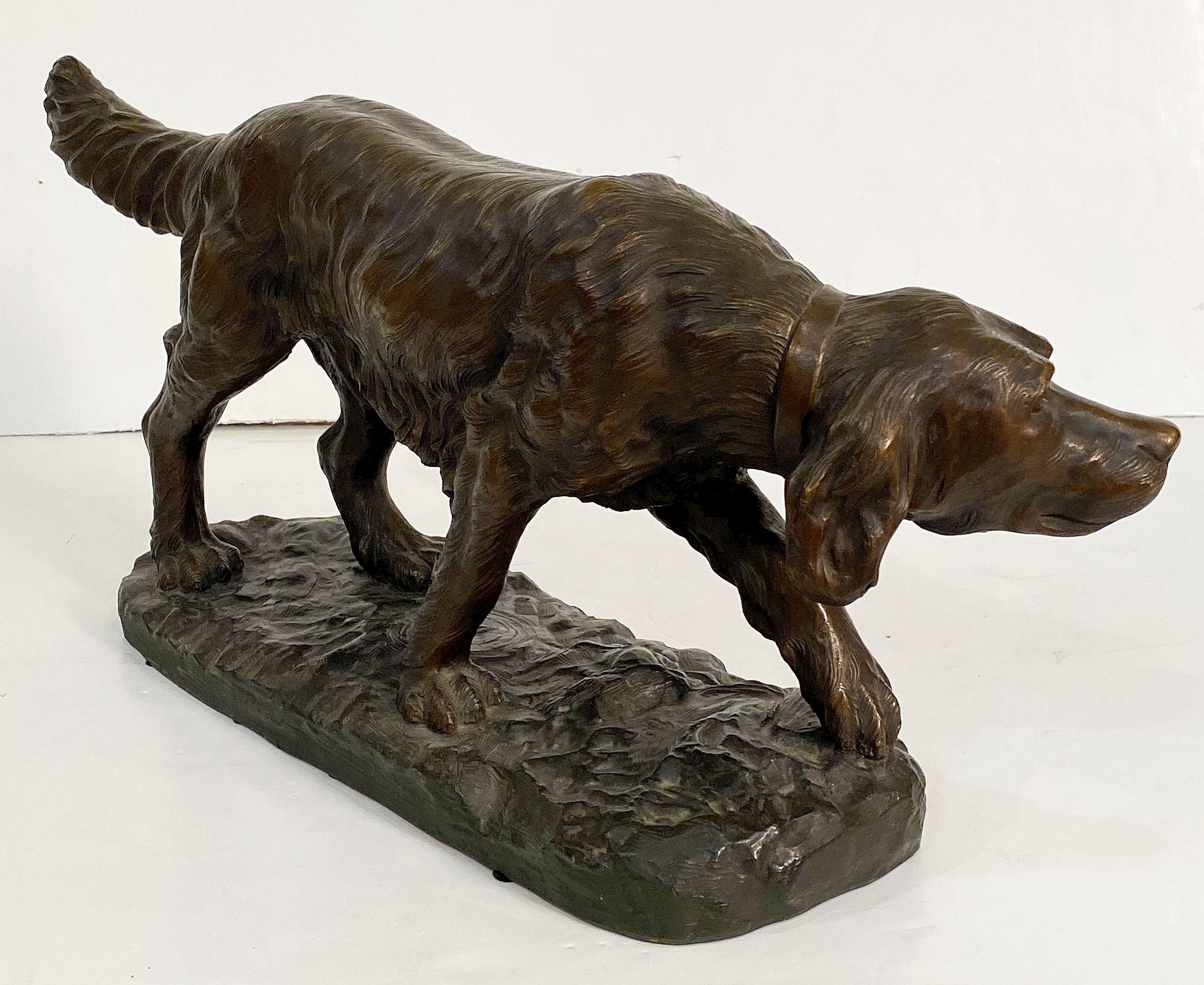 20th Century Large French Dog Sculpture on Pedestal Base For Sale
