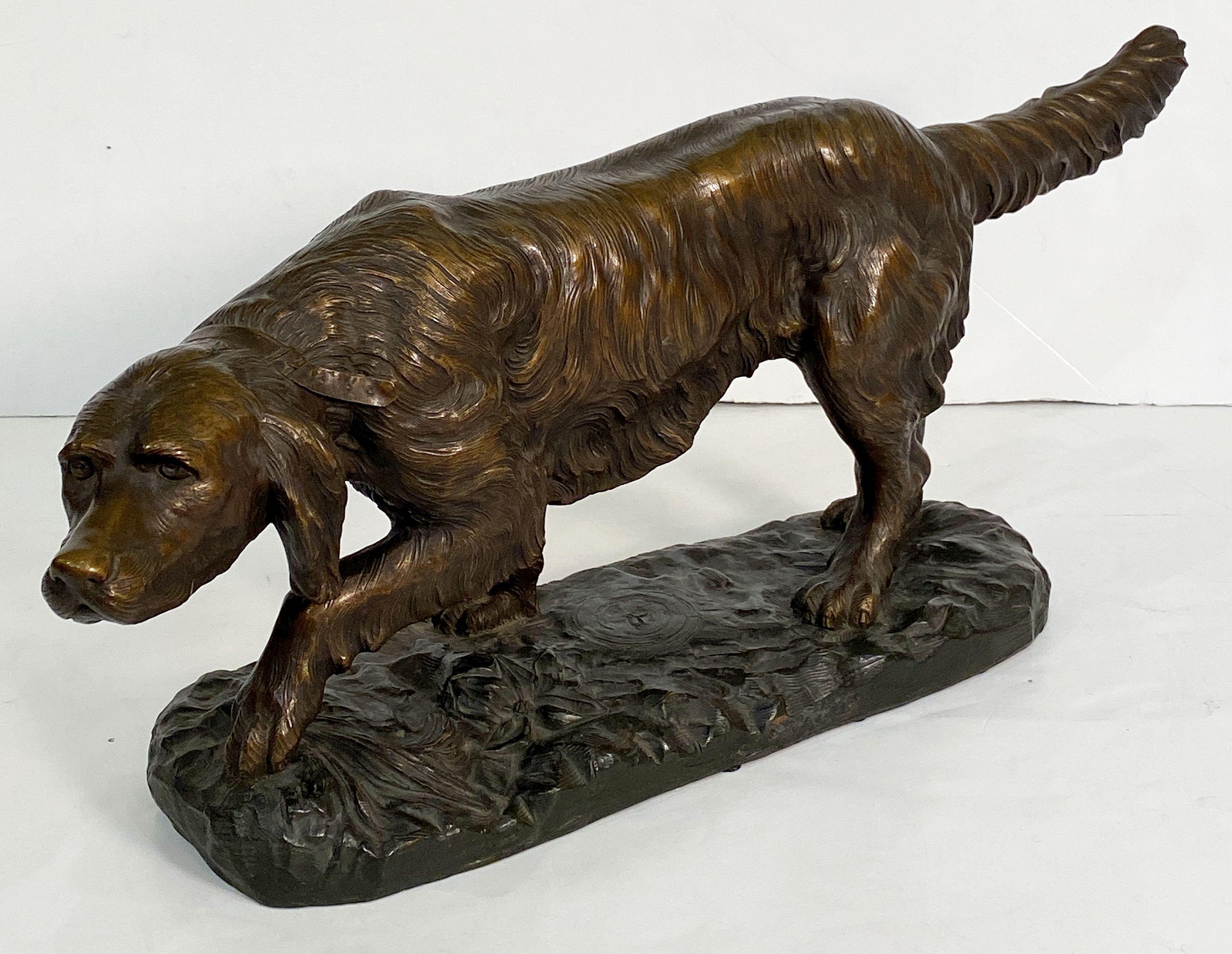 Large French Dog Sculpture on Pedestal Base For Sale 1