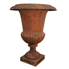 Large French Dry Scraped Cast Iron Urn, circa 1840