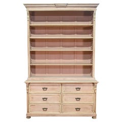 Large French Early 20th Century Bleached Walnut Open Bookcase Cabinet