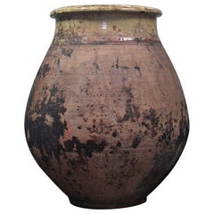 Large French Early 20th Century Clay Biot Olive Jar, Primitive Pot