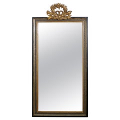 Large French Ebonised and Gilt Wall Mirror, Torch and Quiver Crest