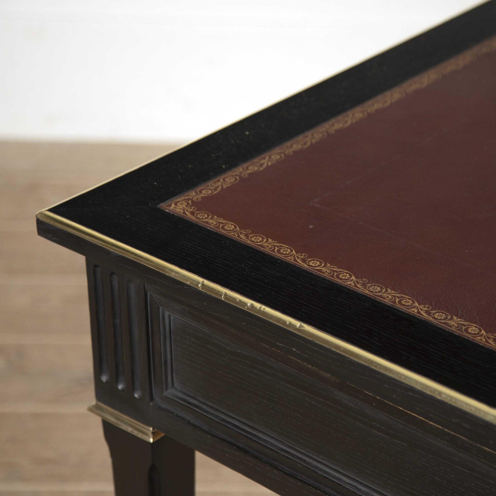 Large French Ebonised Bureau Plat In Good Condition In Gloucestershire, GB