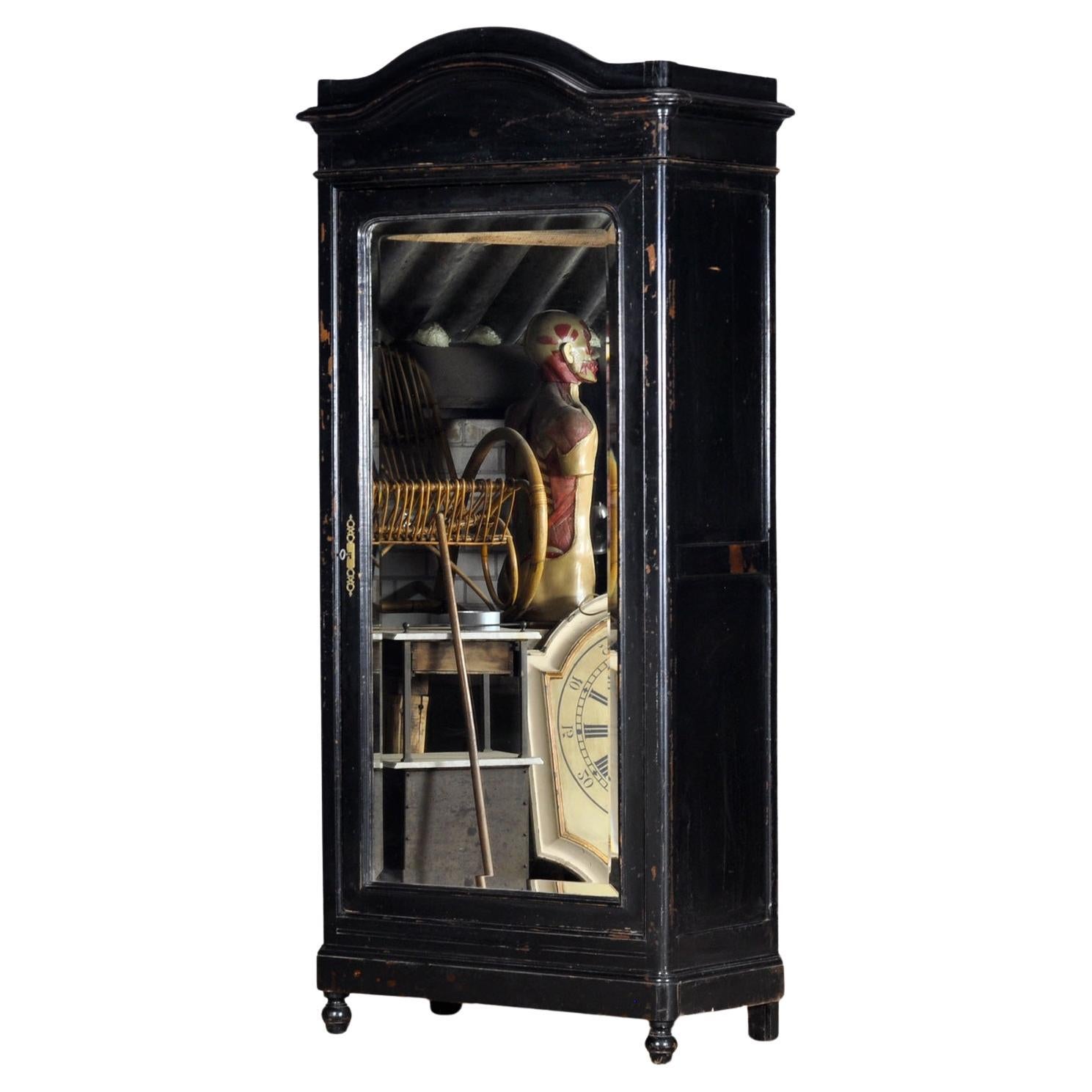 Grande armoire à glace française ébonisée, vers 1850