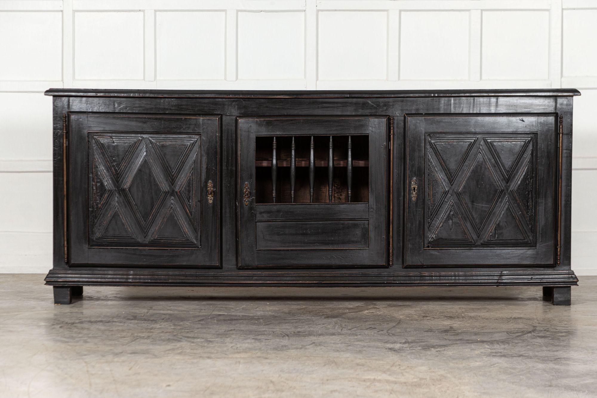 Large French Ebonized Fruitwood Enfilade Buffet In Good Condition For Sale In Staffordshire, GB