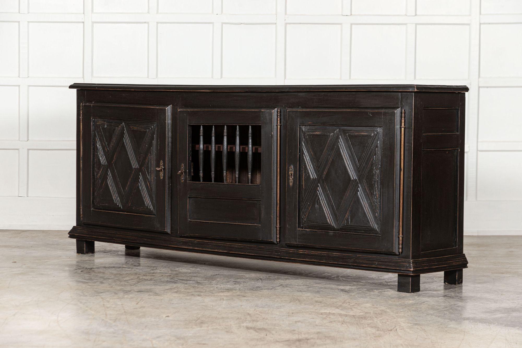 20th Century Large French Ebonized Fruitwood Enfilade Buffet For Sale