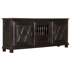 Grand buffet français enfilade en bois fruitier ébénisé
