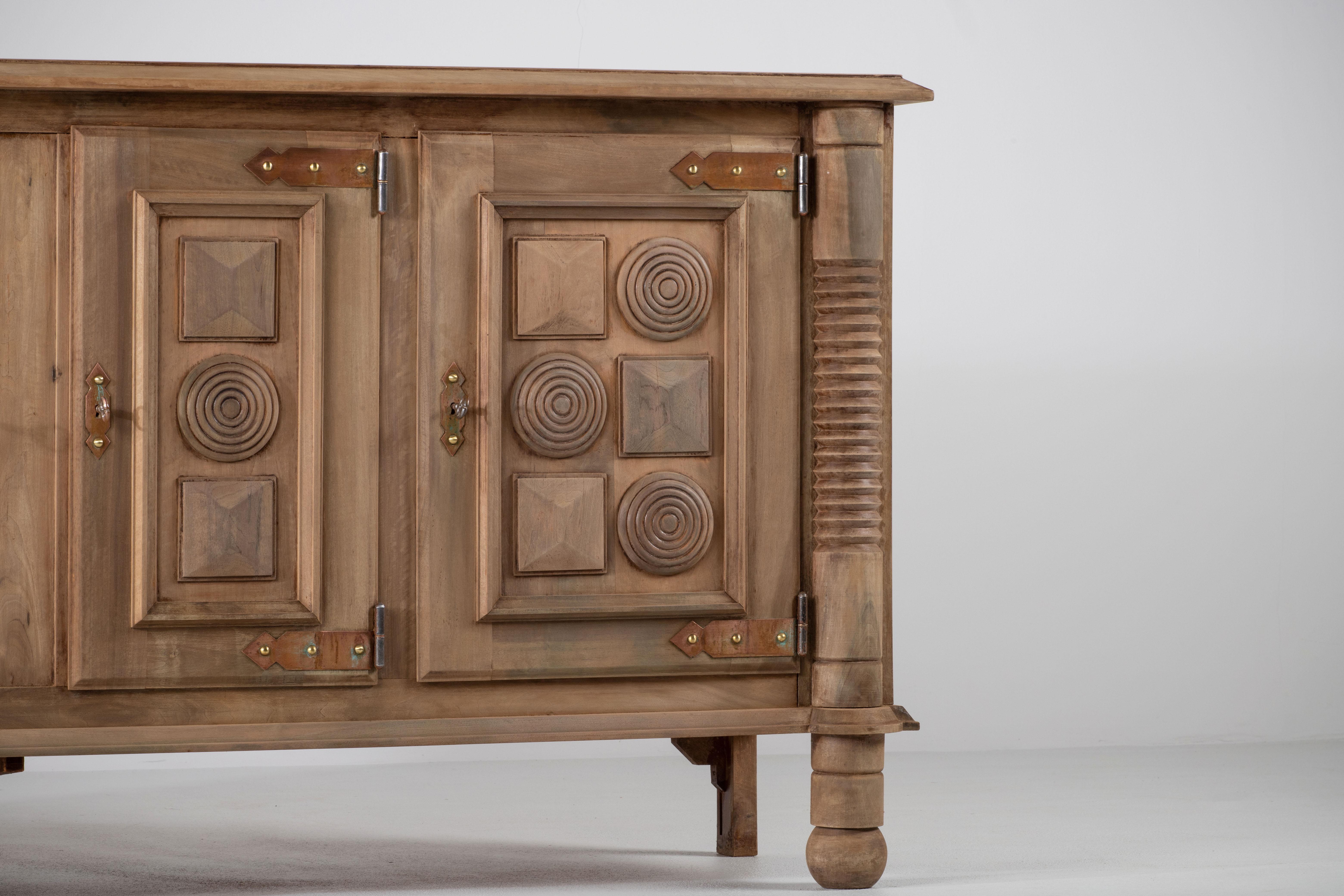 Large French Ebonized Oak Art Deco Sideboard Charles Dudouyt France, circa 1940s 8